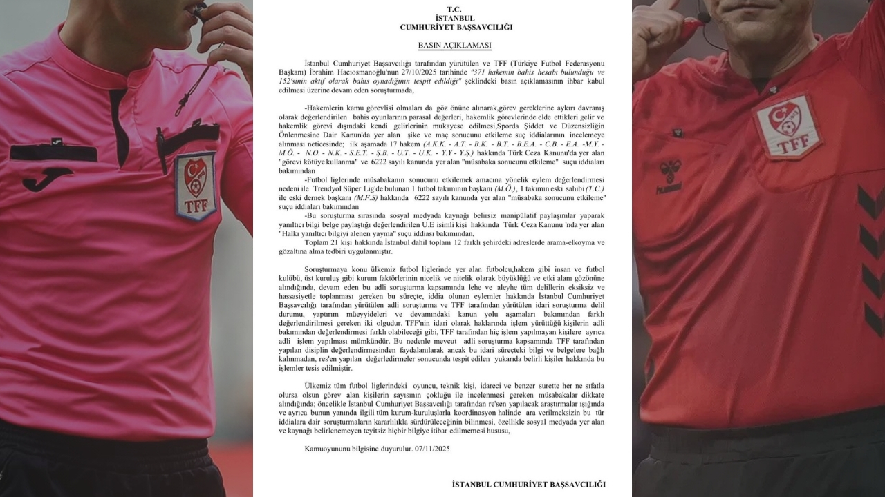 Futbolda bahis soruşturması 17 hakem ve 3 kulüp başkanına gözaltı kararı