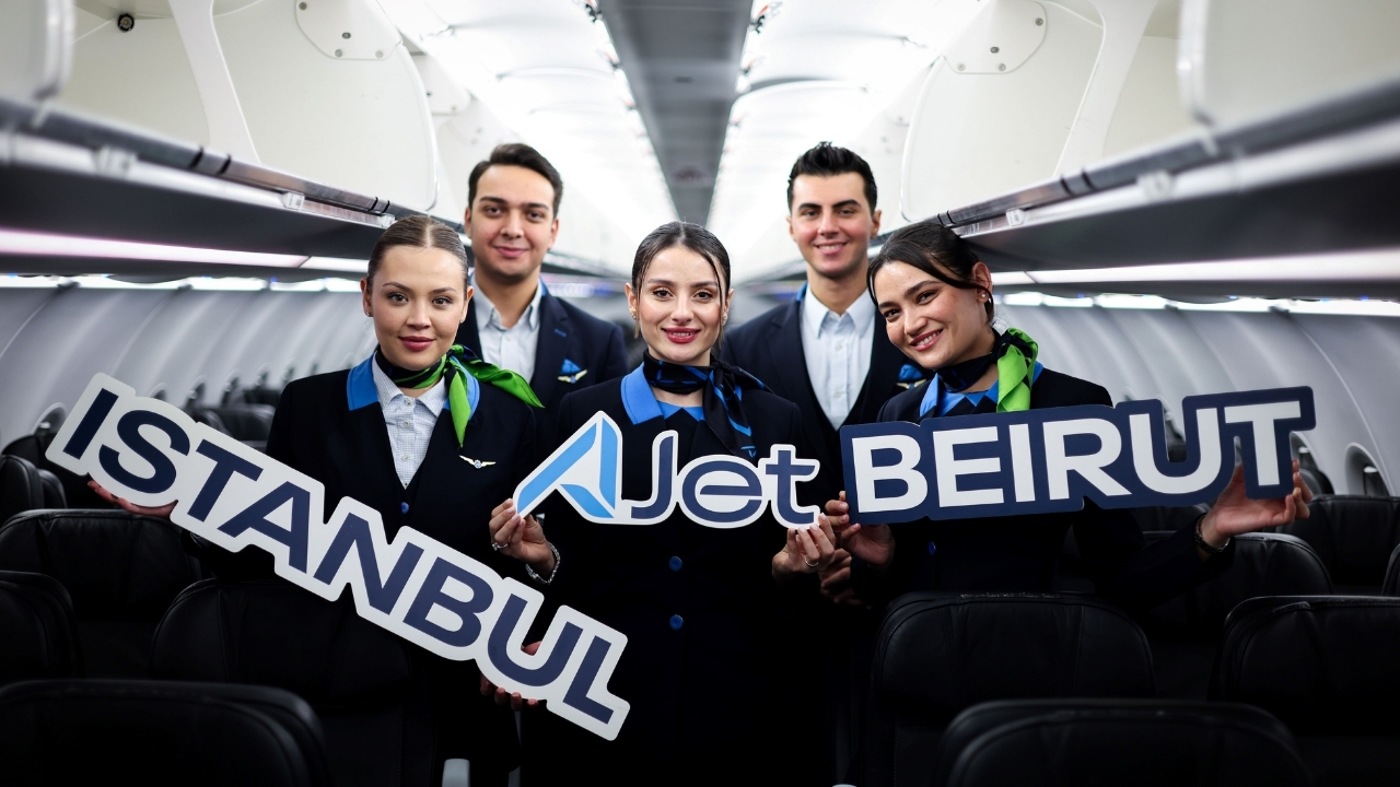 AJet, İstanbul–Beyrut Hattını Açtı İlk uçuşa törenle karşılama