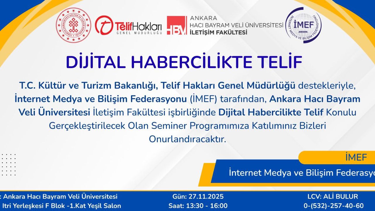 "Dijital Habercilikte Telif" konusu Ankara'da masaya yatırılacak