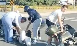 Düzce'de motosiklet sürücüsü yola savruldu