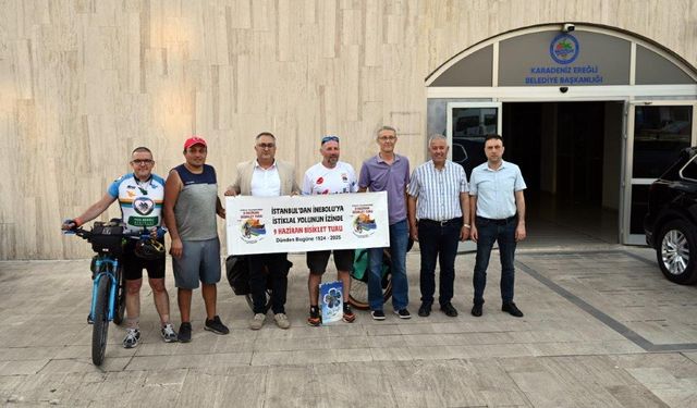 İnebolu’ya pedal çeviren bisikletçiler, Kdz. Ereğli Belediyesi’ni ziyaret etti