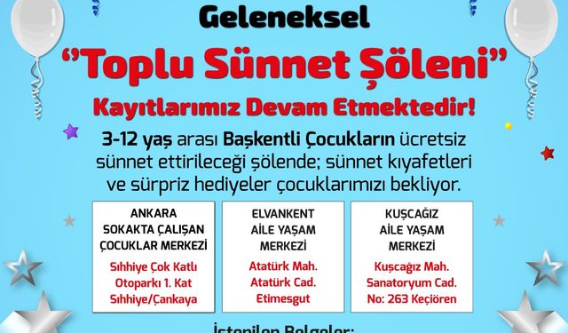 Geleneksel "Toplu Sünnet Şöleni” için kayıtlar devam ediyor