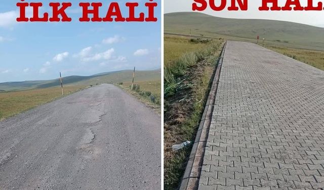 Kars İl Özel İdaresi’nden Küçük Boğatepe Köyüne 6 bin m² kilitli parke taşı döşeme altyapı hizmeti