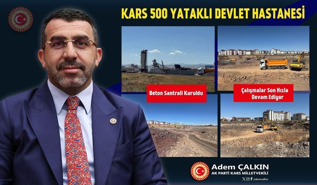 Kars 500 Yataklı Devlet Hastanesi şantiyesinde beton santrali kuruldu