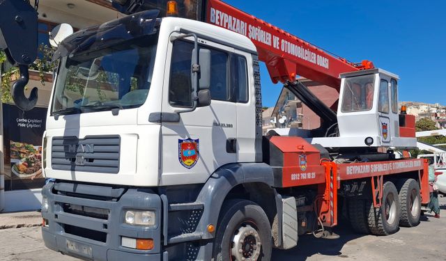 Beypazarı Şoförler Odası’ndan üyelere vinç hizmeti