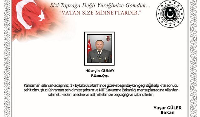 Uzman Çavuş Hüseyin Günay görev başında şehit oldu