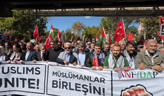 Ankara’da Gazze kararlılık yürüyüşü başladı