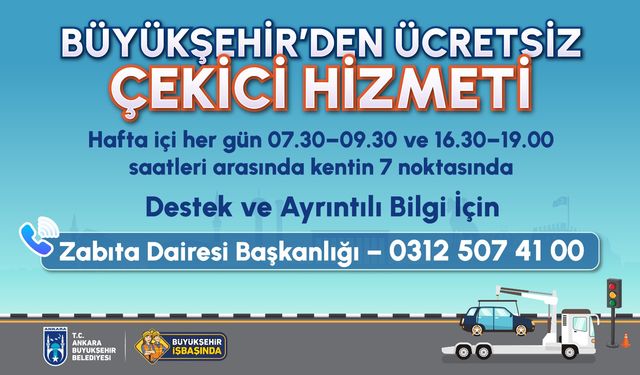 Ankara Büyükşehir Belediyesinden çekici hizmeti