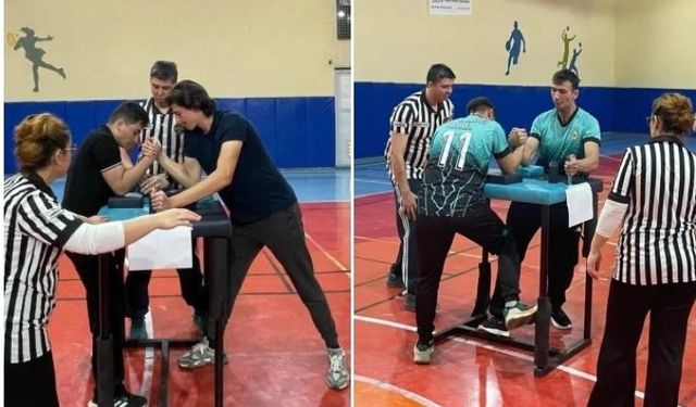 Okul Sporları Bilek Güreşi müsabakaları heyecanla başladı