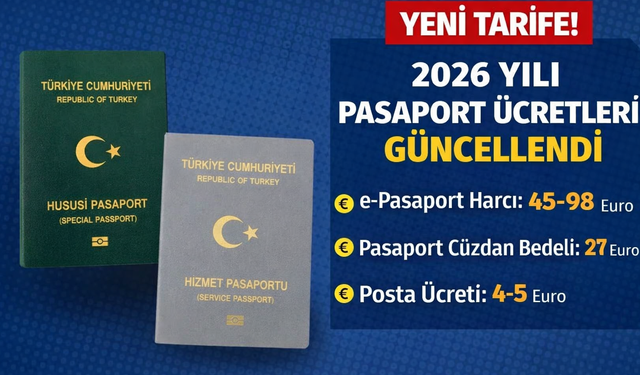 2026 yılı pasaport harç, defter ve posta ücretleri açıklandı