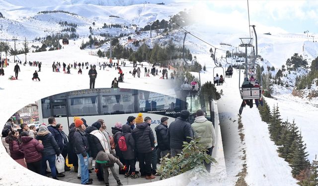 Ücretsiz seferlerle Davraz’a gittiler, karın keyfini çıkardılar