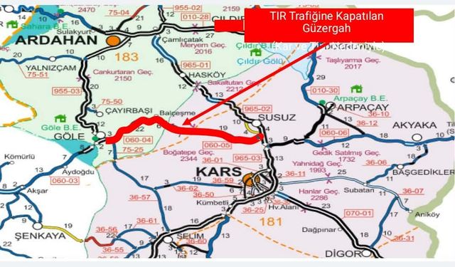 Kars’ta Susuz–Boğatepe–Göle yolu tır trafiğine kapatıldı