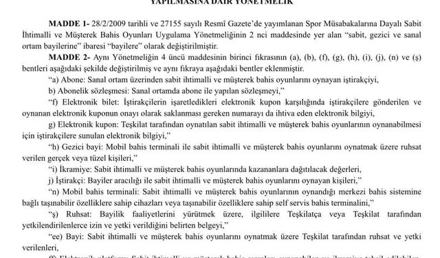 Yasa Dışı Bahise Sıkı Denetim, Resmi Gazetede Yayınlandı