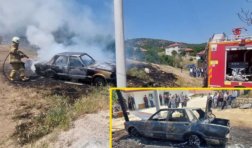 Doğanbaba Köyü'nde otomobil alevlere teslim oldu