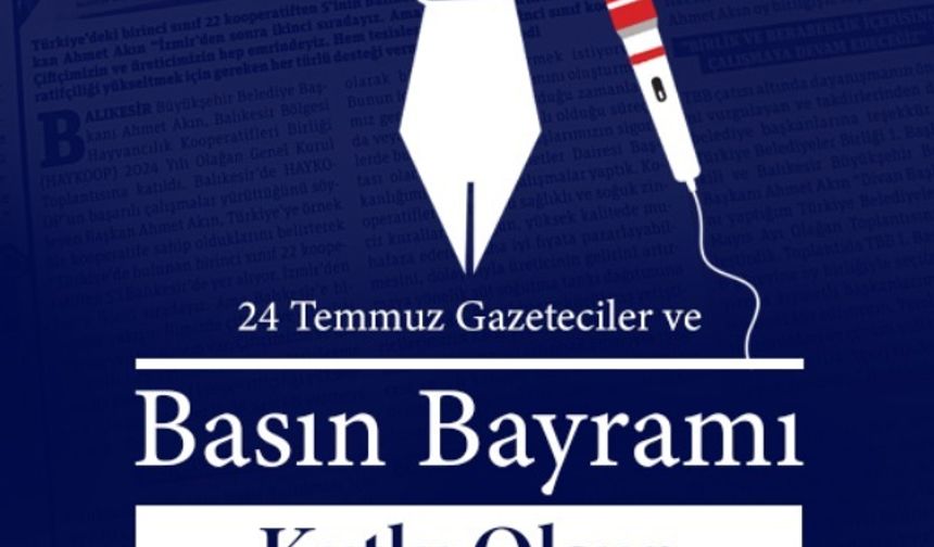Başkan Akın'dan "24 Temmuz" mesajı