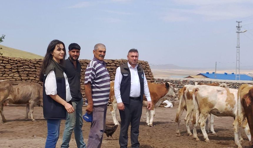 Ziraat Odası Başkanı Özcan Müçük, çiftçilerin sorunlarını yerinde dinliyor