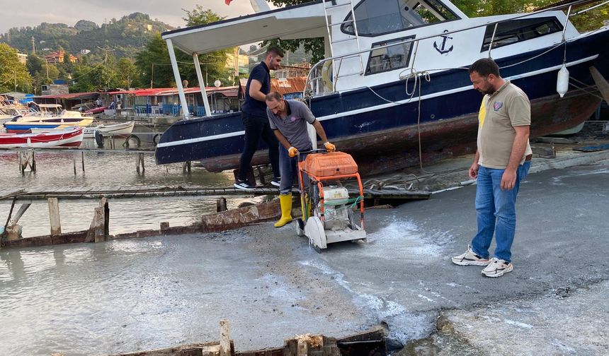 Bulancak Belediyesi kaçak balıkçı barınağını kapattı
