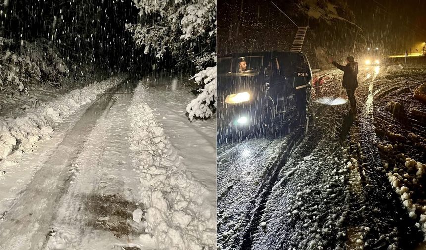 Yoğun kar yağışı Ordu-Sivas kara yolunu kapattı