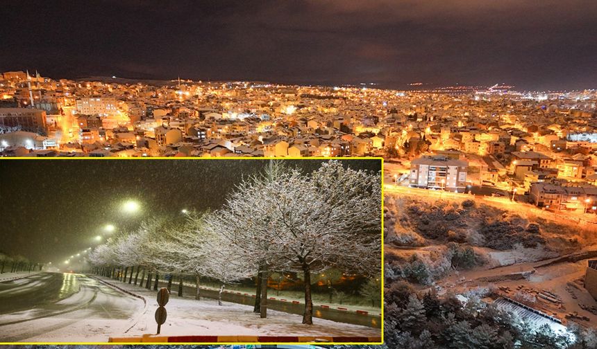 Uşak’ta mevsimin ilk karı: Kent beyaza büründü