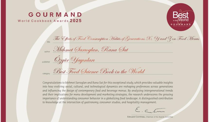 Gourmand World Cookbook Awards’ta Türkiye’ye dünya birinciliği