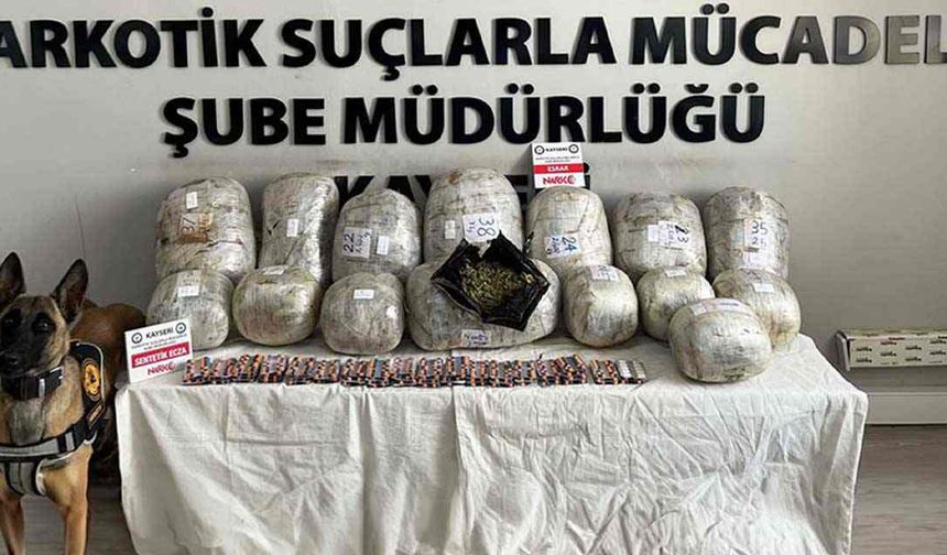 Kayseri’de narkotik operasyonu: 36 kilo uyuşturucu ve 955 hap ele geçirildi