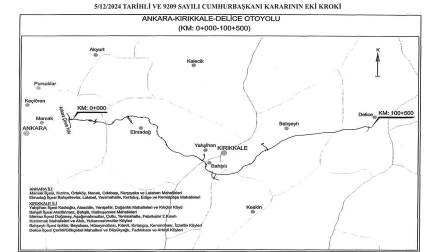 Ankara-Kırıkkale-Delice Otoyolu için hızlı kamulaştırma