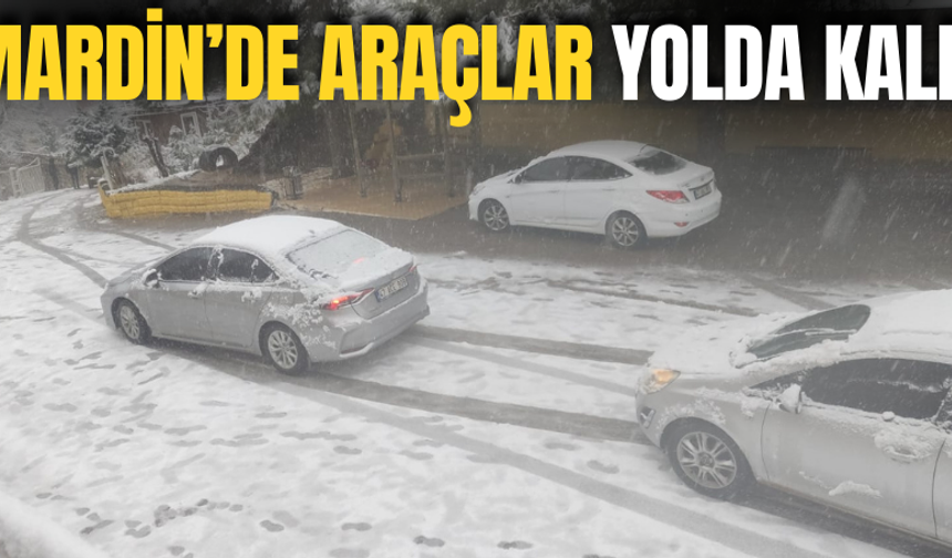 Mardin'de araçlara kar engeli